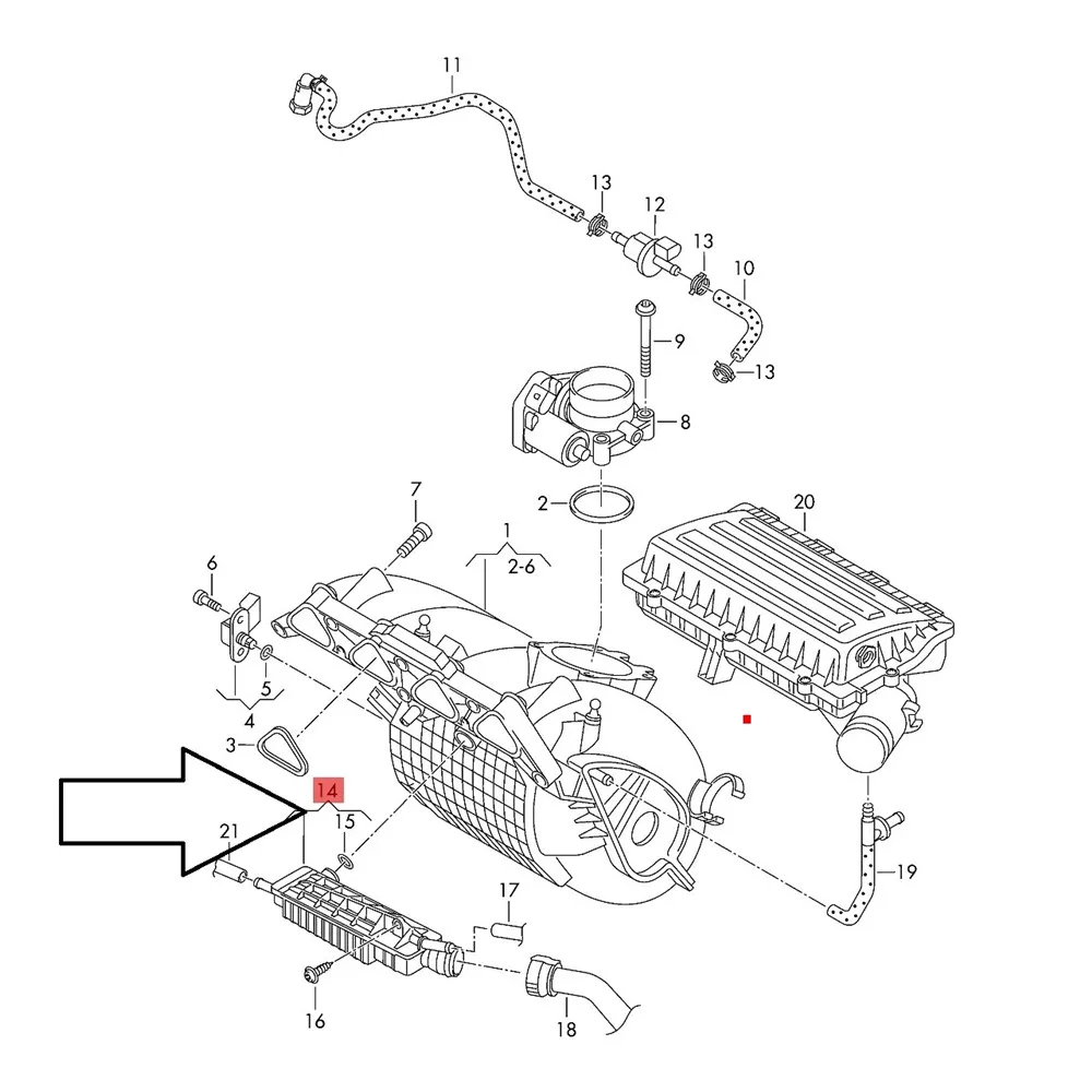 036 121 188B Engine Intake Heating Pipe Tube Compensation for VW Caddy Golf Seat Toledo Fabia Cordoba Octavia 036121188B