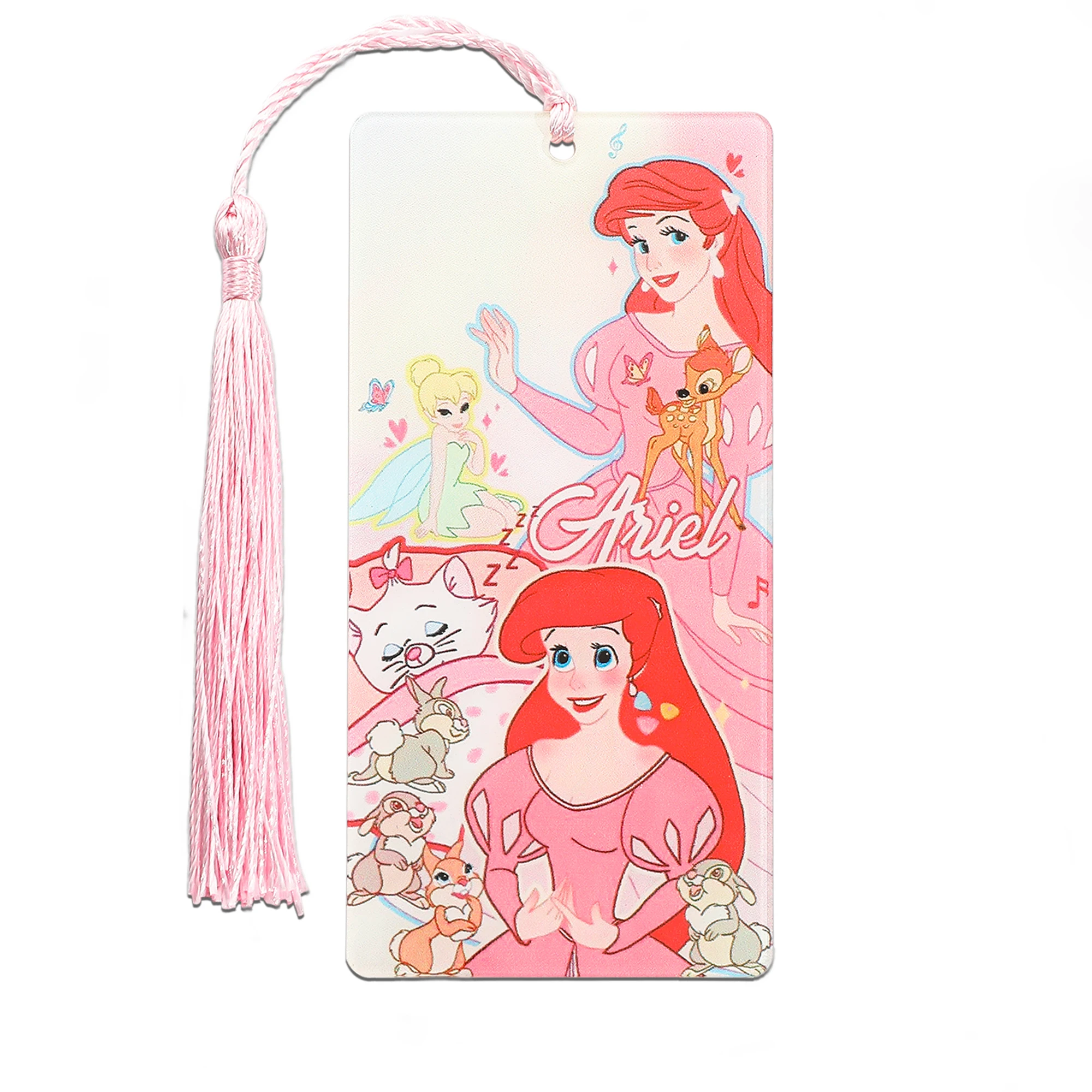 A Pequena Sereia Ariel Bookmark com Borla, Cute Acrylic Marie Cat, Bambi Hanging Drop Decor, Coleção Presentes para Mulheres e Crianças