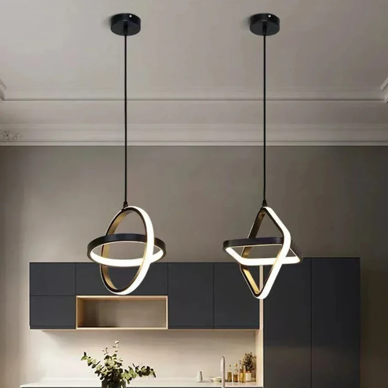 Modern LED Pendant Light Black White Hanging Light for Dining Room Bedroom Bedside Dining Table Kitchen Island - view 3