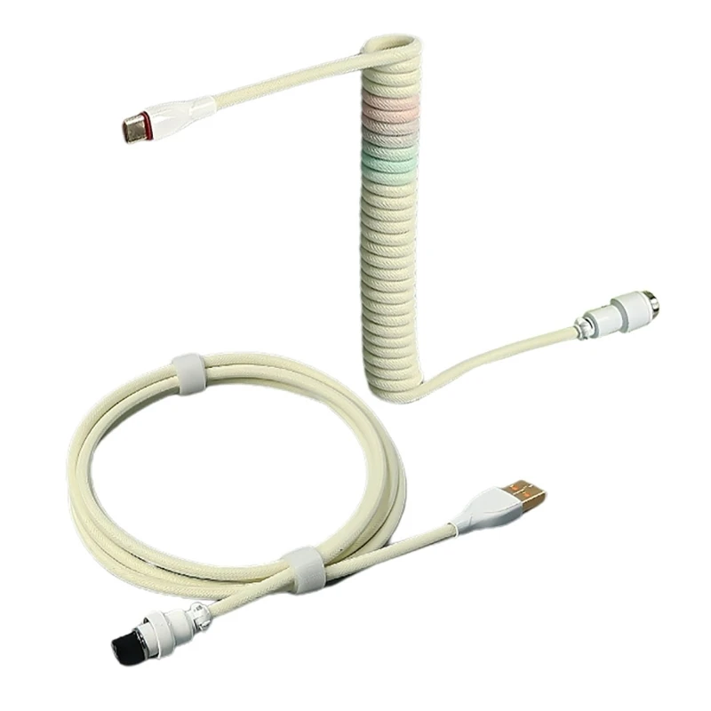 Coiled Aviators Cable Type-C to USB with Metal Connector for Keyboard Cable 1pc Dropship