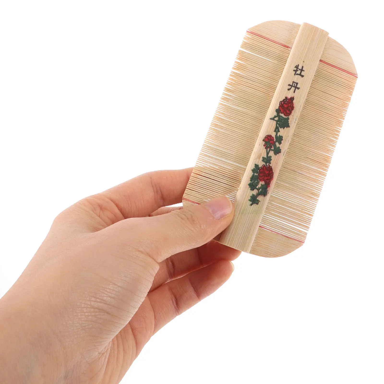2Pcs Bamboo Hair Comb Fine Tooth Grooming Comb for Kids Nits Removal Wooden Scalp Cleaner Portable Dandruff