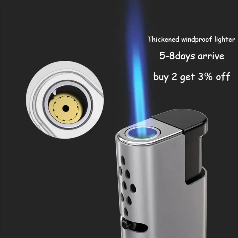 

Thickened Windproof Lighter Blue Flame Jet Lighter High Power Cigar Lighter Kitchen BBQ Men Smoking Accessories Birthday Gift