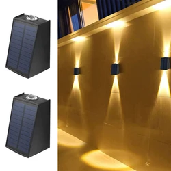 Lámpara Solar de pared impermeable para exteriores, iluminación luminosa de arriba y abajo para Calle, balcón, jardín y Villa, 2 LED