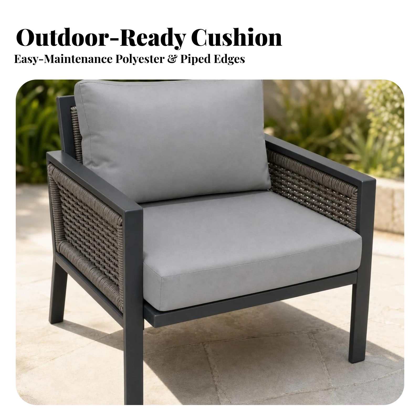 High Back Chair Cushion All-Season Chair Cushion with Backrest Seat Pad Thick Long-Lasting for Garden, Balcony