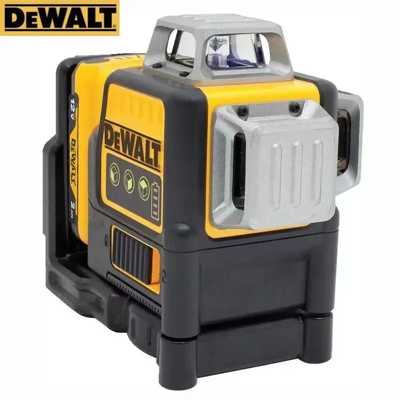 Dewalt-垂直水平緑色レーザーレベル,3面,360度,12ライン,屋外用,12Vバッテリー