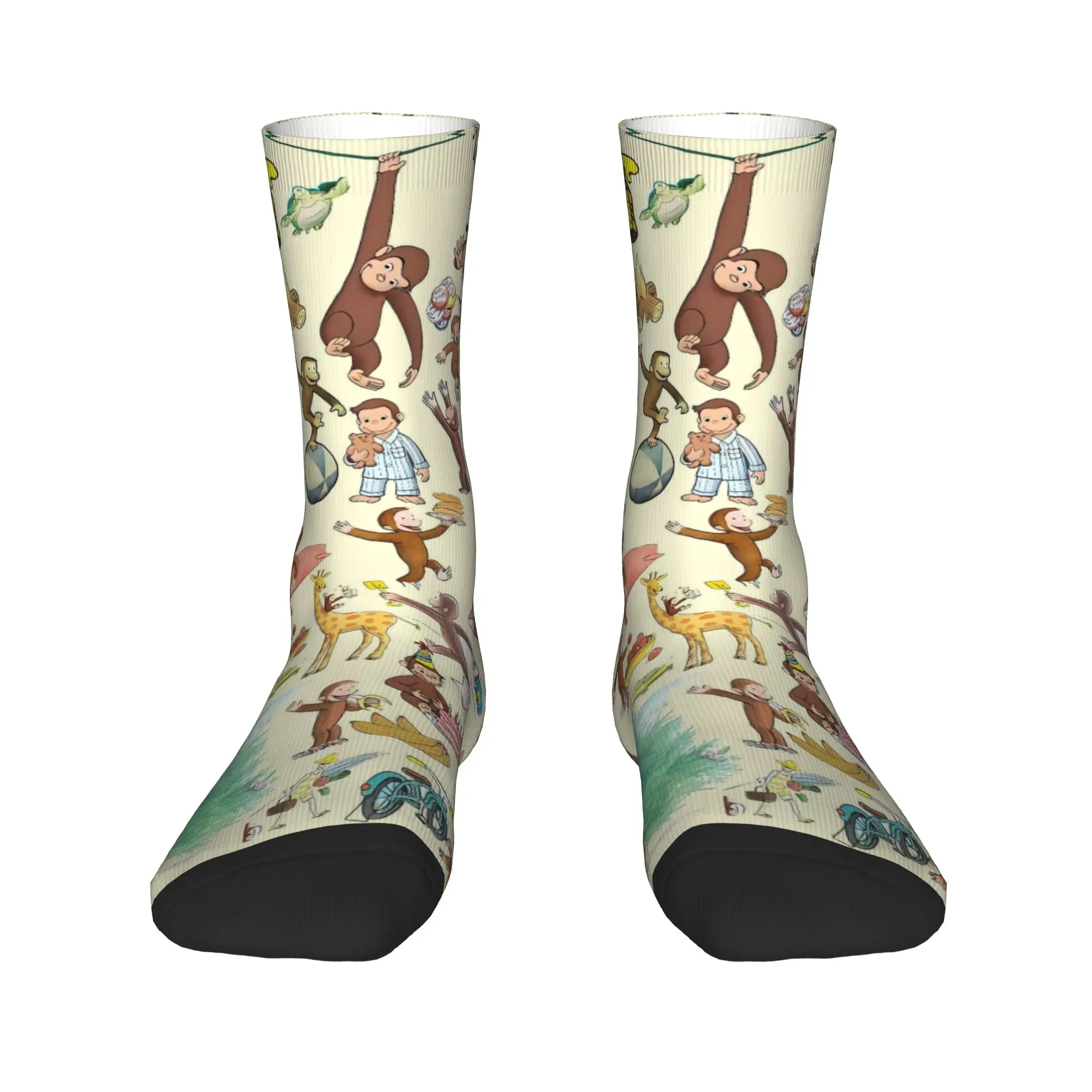 C-Curious George Socks  Printed Stockings Anti Slip Women Men Socks Quality Spring Fashion Running Socks