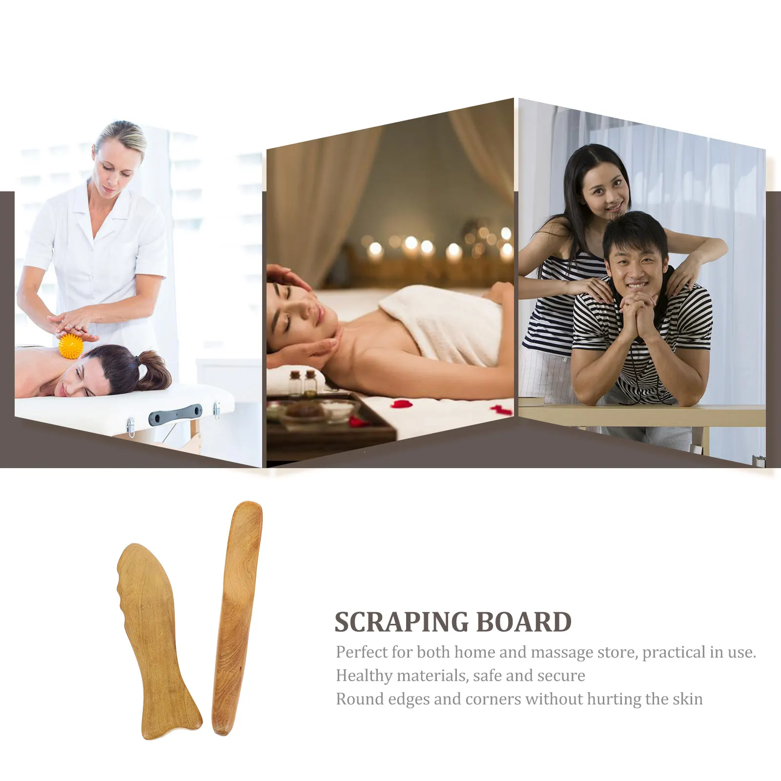 

2 PCS Massaging Supply Facial Tools Vacuum Sandal Wood Gua Sha Scraper Sandalwood Massage Boards