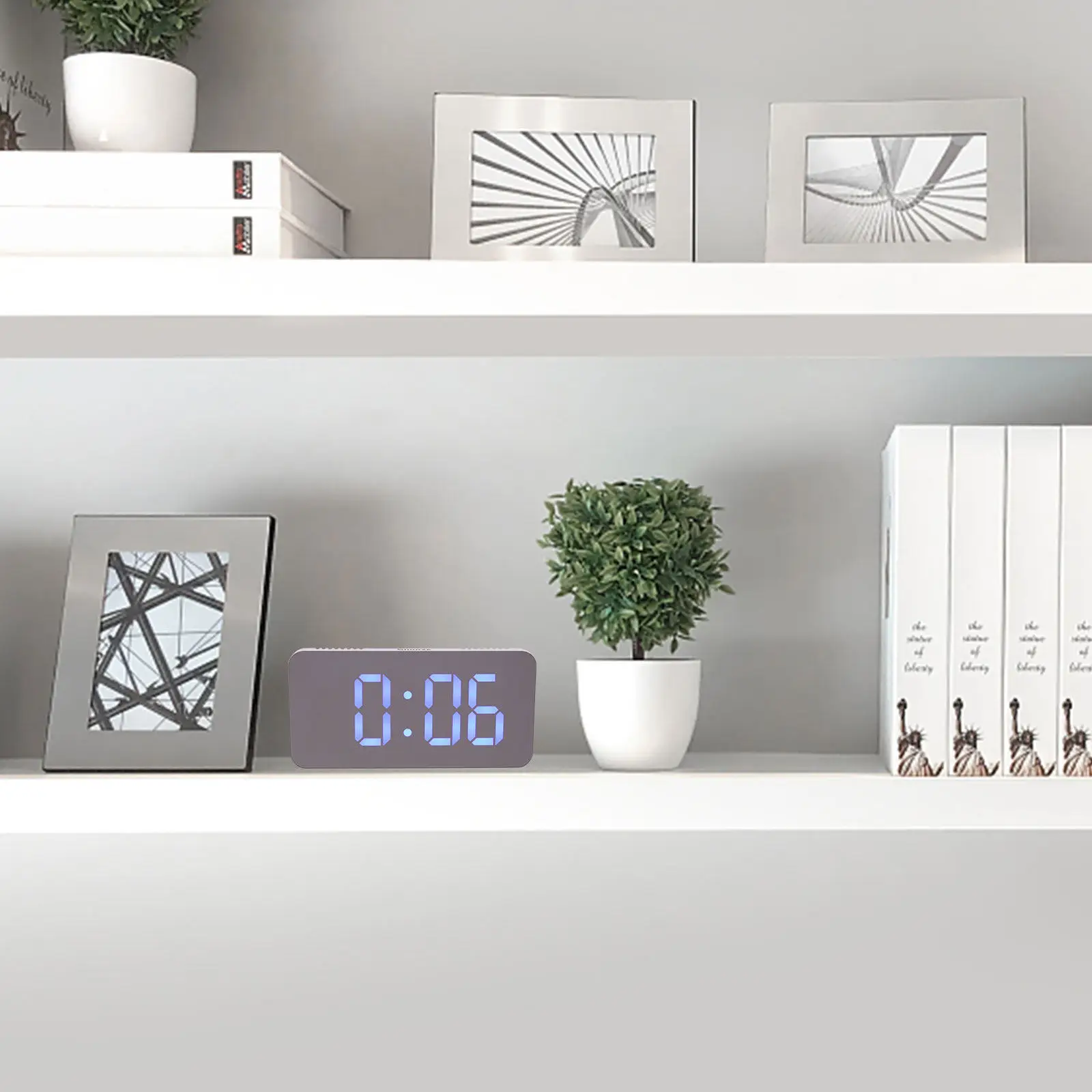 1Set LED Mirror Digital Alarm Clock Desktop Electronic Clock Multifunctional Home Bedroom Office Decoration Nightstand Display