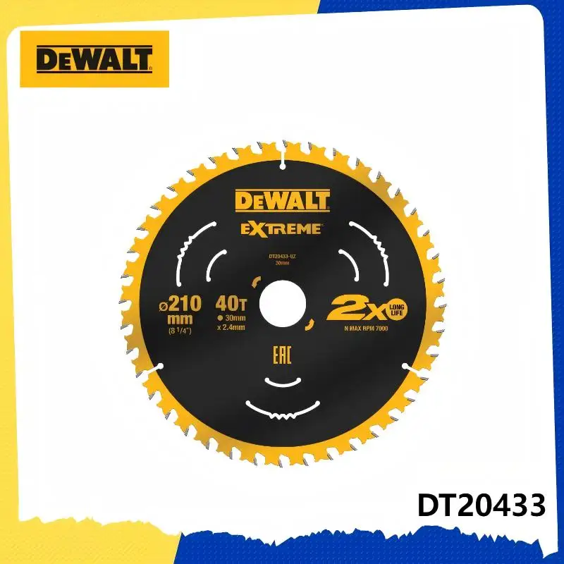 

DEWALT DT20433 Extreme 210 мм 40T Полотно для циркулярной пилы — карбид C3, тонкий кельт, антивибрационные прорезы, прочный гвоздь, 3 заточки