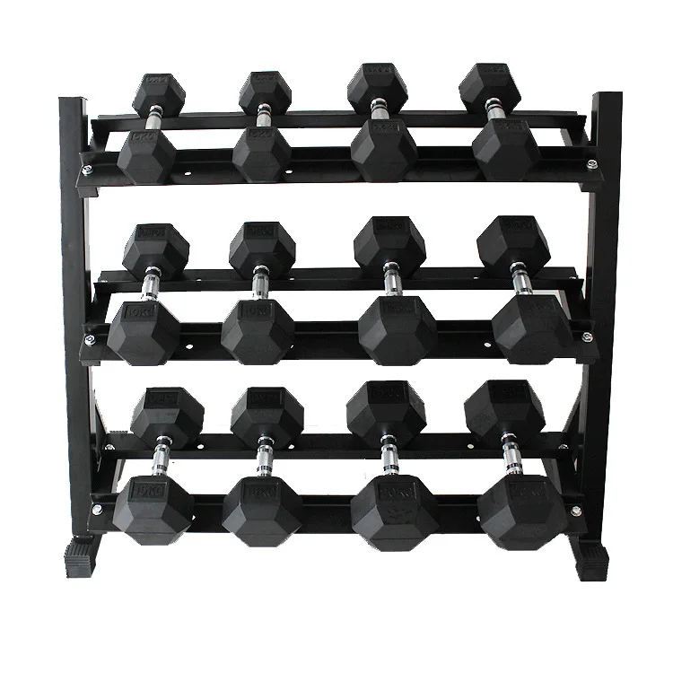 Venta al por mayor Fitness Dummbell Set con estante de almacenamiento de mancuernas verticales de dos niveles