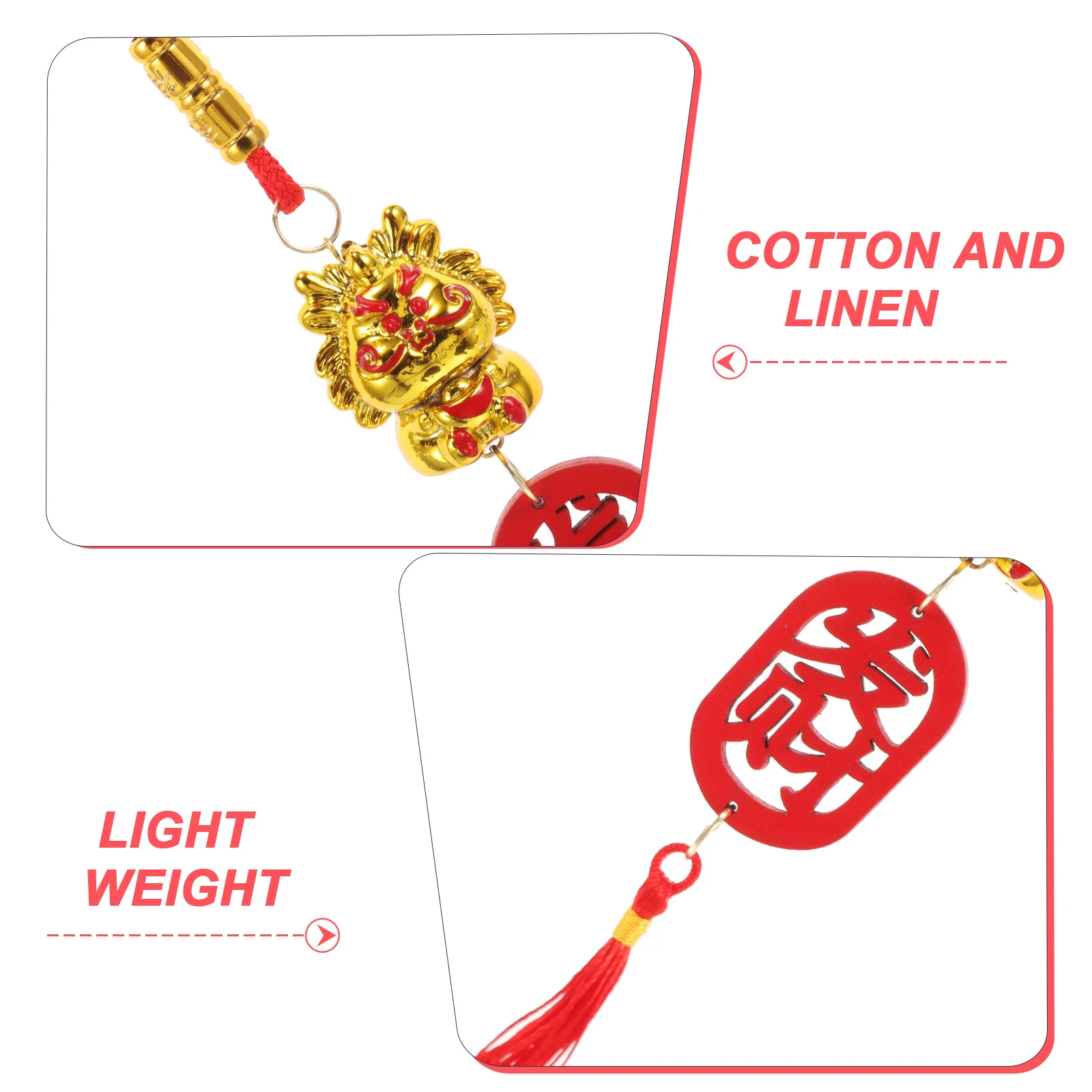 

6Pcs Chinese New Year Pendant Lucky Hanging Decoration Dragon Bonsai Ornament Tassels Spring Festival Car Home Decor Prosperity