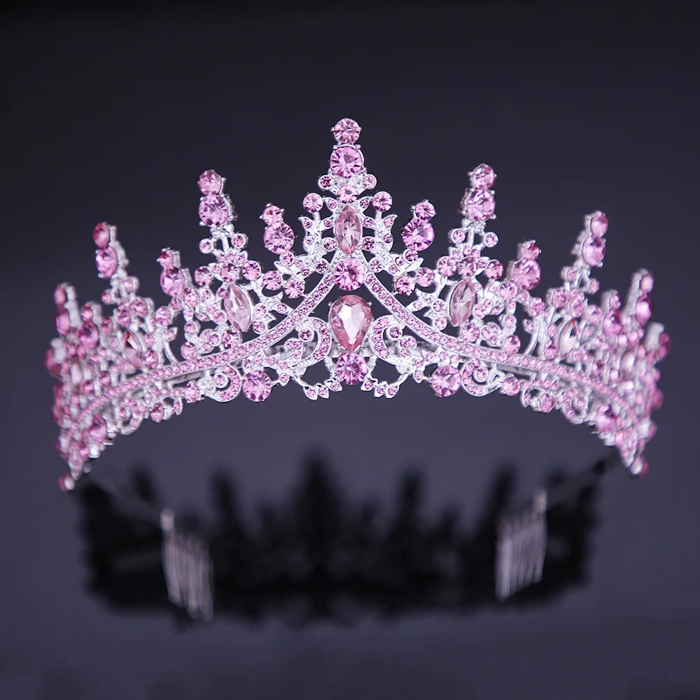 DIEZI Baroque 6 Colors AB Crystal Crown Tiara For Women Wedding Party Bride Headwear Hair Dress Accessories Rhinestone Tiaras