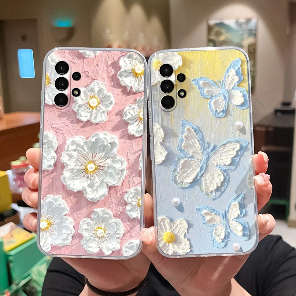 Custodia per telefono per Samsung Galaxy A13 4G 5G Cute Healing Pattern Clear Soft Slim TPU Cover posteriore antiurto in Silicone Shell Funda Capa