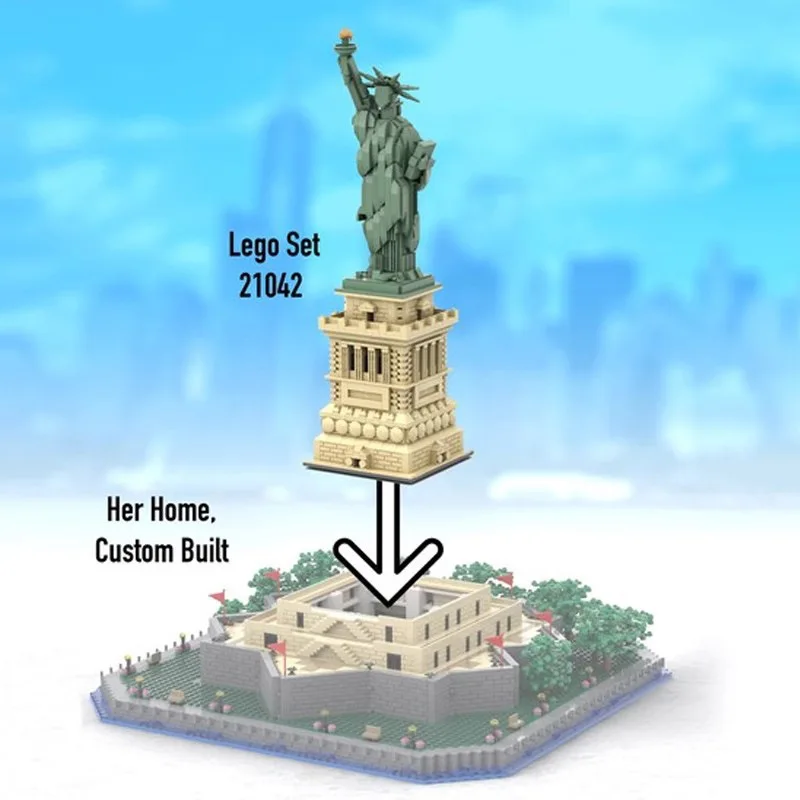 Statue of Liberty Base Attachment Building Blocks Landmark Model Parts DIY Bricks Toy Decor Gift Kids Adults Collectors