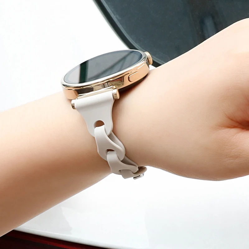 สายซิลิโคน18มม. สำหรับ Huawei GT4 41มม. นาฬิกาแฟชั่นกำไลข้อมือกลวงออกสร้างสรรค์สายนาฬิกา DIY ใหม่