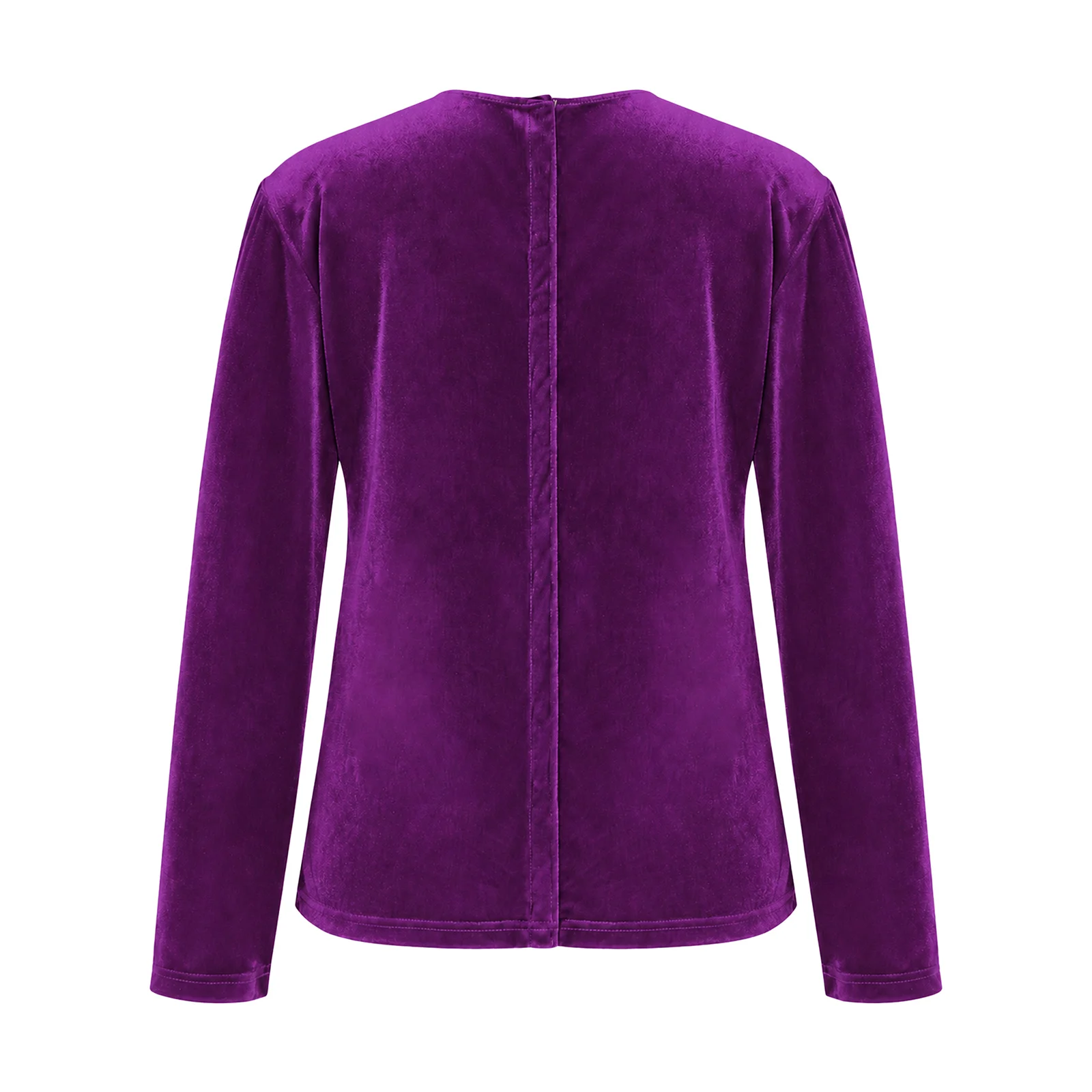 Women Senior Adaptive Velvet Top Long Sleeve Press Buttons Open Back Tops with Pockets Elderly Nursing Recovery Rehab Shirt