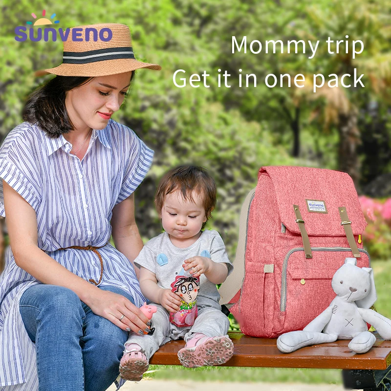 SUNVENO Fashion Diaper Bag Mommy Maternity Nappy Bag Large Capacity Travel Backpack Nursing Bag for Baby Care