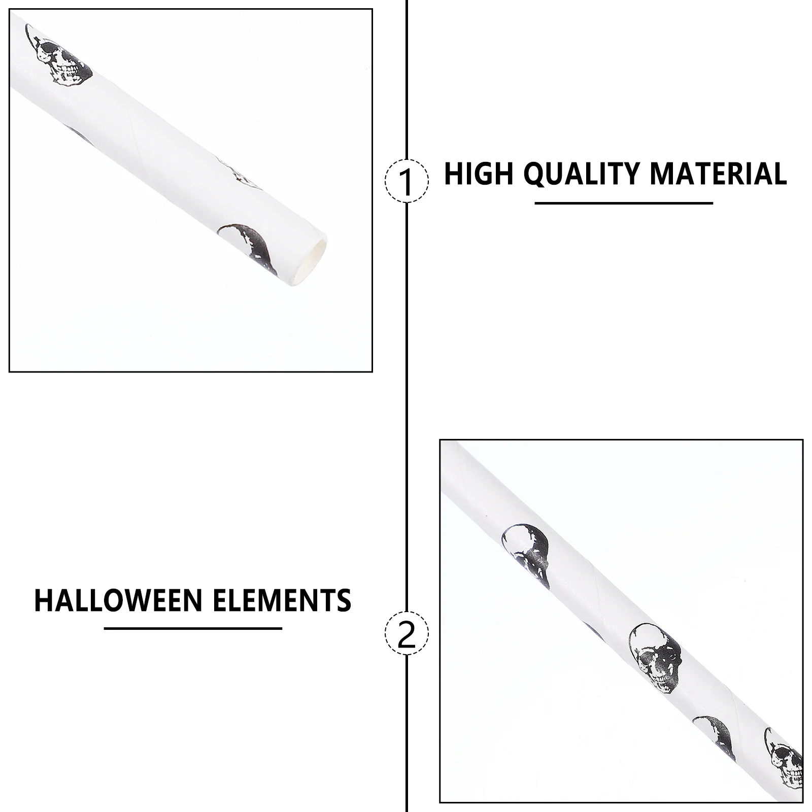 

100Pcs Skull Pattern Paper Straws Halloween Themed Disposable Drinking Straws Eco Friendly Degradable Party Supply for Campus