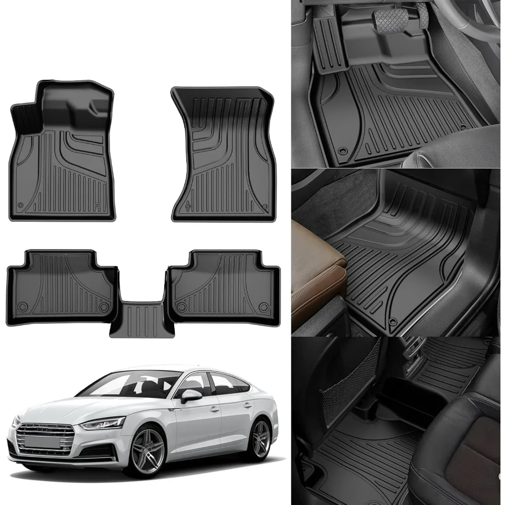 

US Floor Mats for Audi Q5 2018-2024: Heavy Duty TPE All Weather Protection Car Floor Mats - 1st & 2nd Row Full Set Rubber