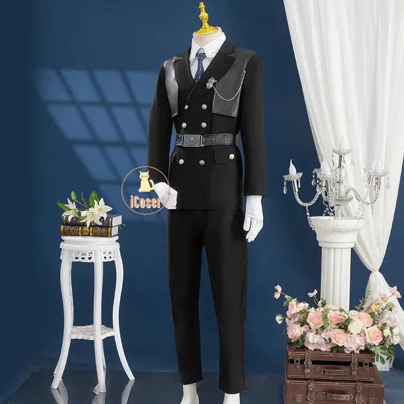 25COSLove y Deepspace Zayne Cosplay disfraz peluca uniforme gabardina traje negro chaqueta gafas fiesta de Halloween para mujeres hombres accesorios i