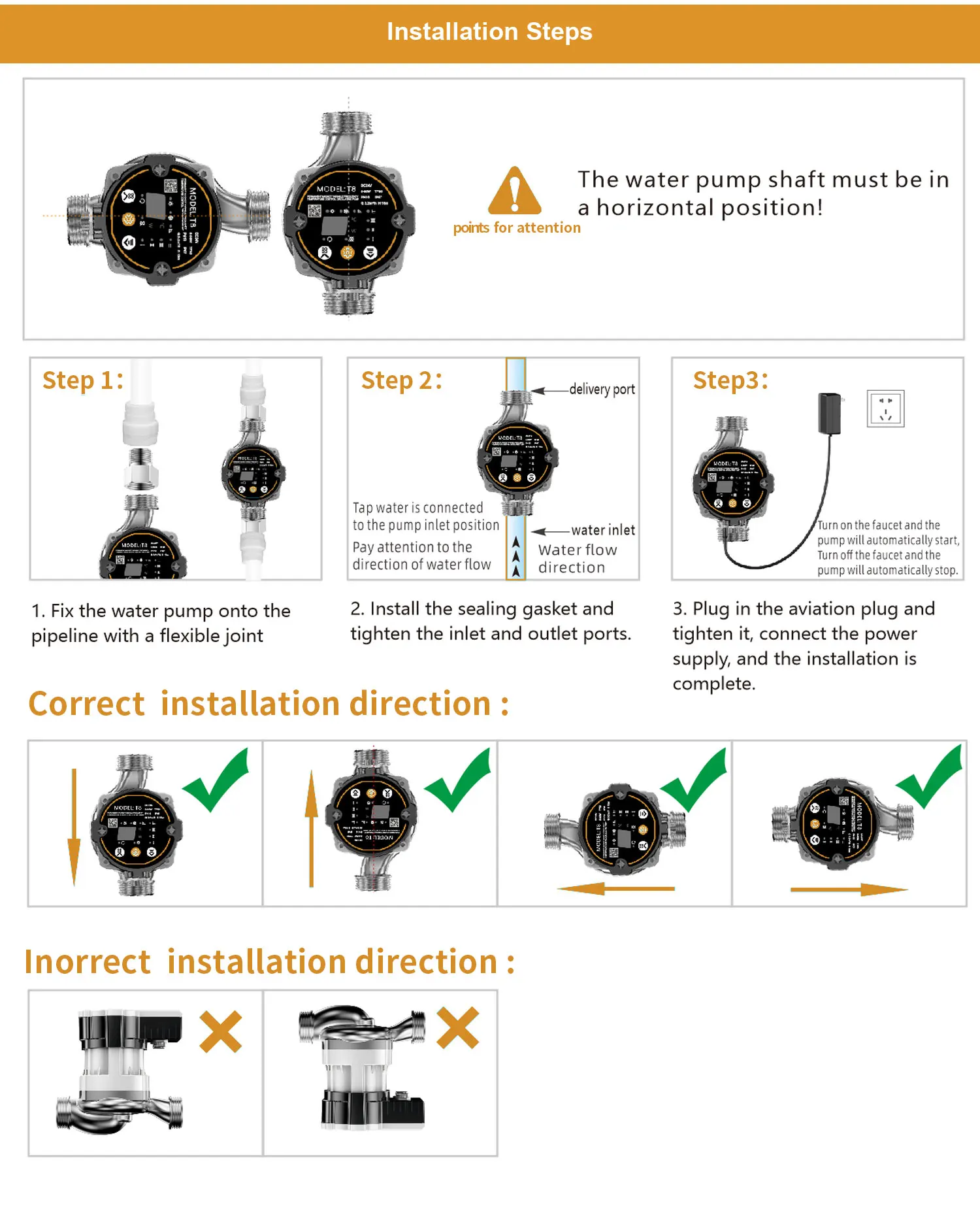 WPX8-95W 24V Mini Low Noise Permanent Magnet Variable Frequency Water Suction Small Circulation Pump for Heating Systems