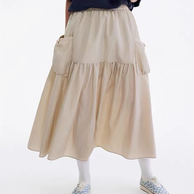 

Quick Dry Fabric Casual A-Line Skirt Women's Half-length Multi-functional Side Pocket Japanese Style Summer New Arrival