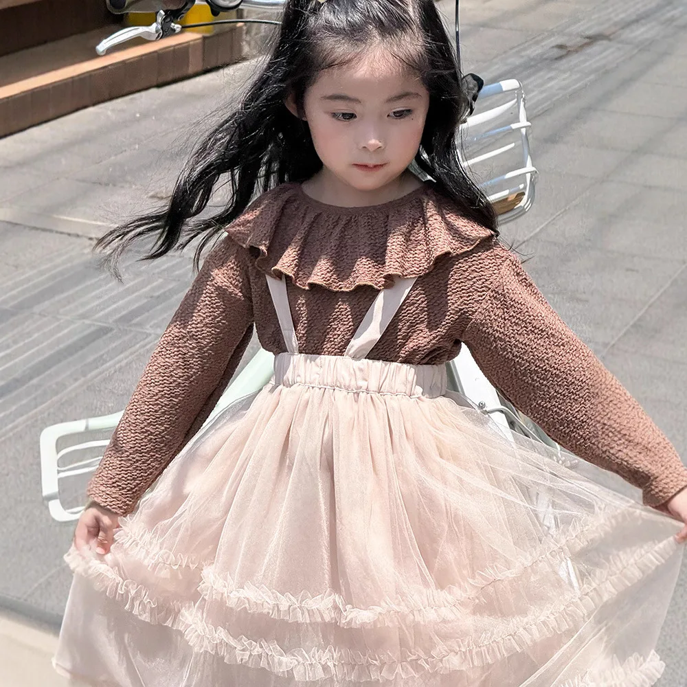 

Girls Skirt 2025 Autumn New Children's Clothing Korean Style Girls Baby Fashion Pink Strap Half Body Gauzy Skirt Casual Simple