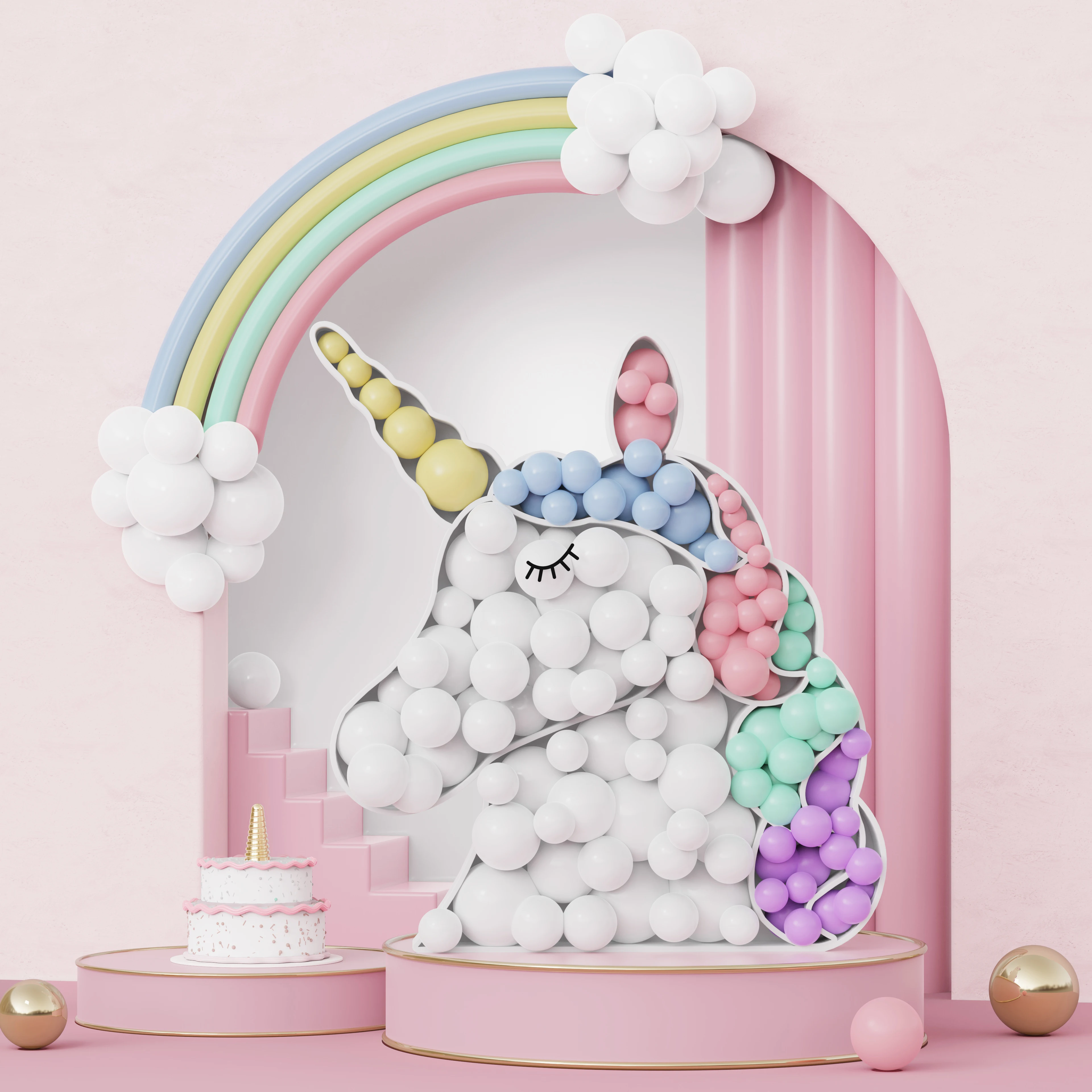 1Set DIY Unicorn Shape Balloon Filling Frame Box Unicorn Party Decorations Balloon Set Baby Shower Softy Macaron Balloon Garland