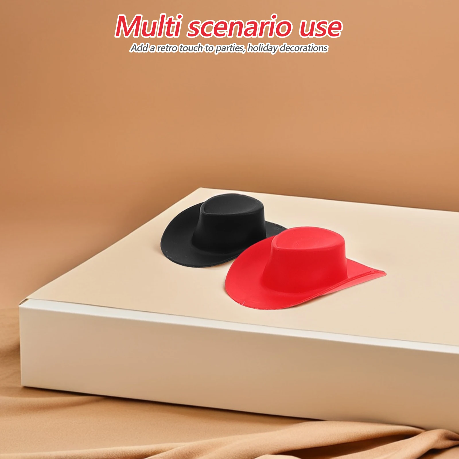 40 قطعة من قبعات رعاة البقر الصغيرة البلاستيكية، قبعات غربية للحفلات الصغيرة، زينة مصغرة لبيت الدمى والحرف اليدوية