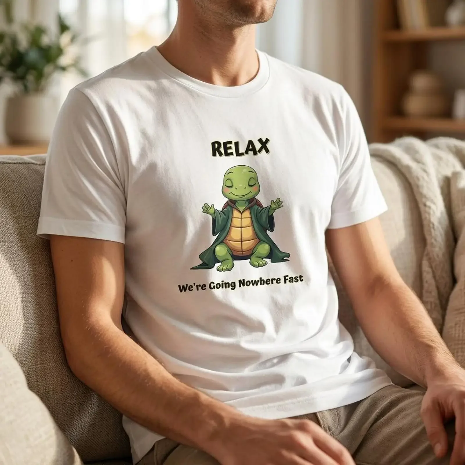 Meditating Turtle Funny T Shirt Relax We're Going Nowhere Fast Calm Animal Mindfulness Humor  vintage Washed