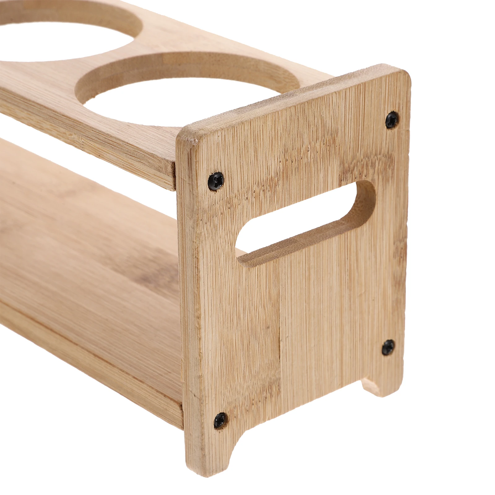 

Bamboo Spice Jar Rack 6.2cm Holes for Condiment Bottles Kitchen Storage Solution Four Hole Seasoning Jars Holder Shelf