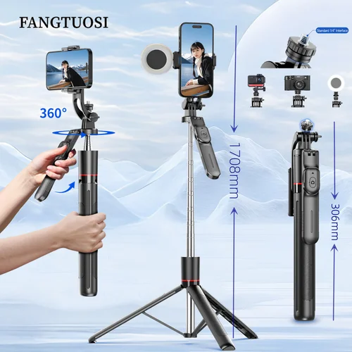 FANGTUOSI nuevo trípode/palo Selfie inalámbrico de 1,7 M soporte plegable para cámaras de acción Gopro teléfonos inteligentes equilibrio disparo constante en vivo