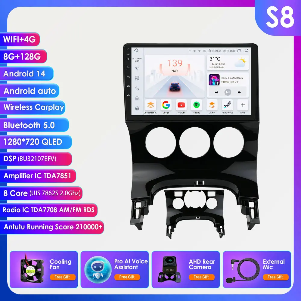 Carplay Android 14 autoradio voor Peugeot 3008 2009 - 2016 2DIN GPS multimediaspeler videospeler 360 camera auto intelligent scherm 9"7862 head unit 4G WIFI SWC RDS
