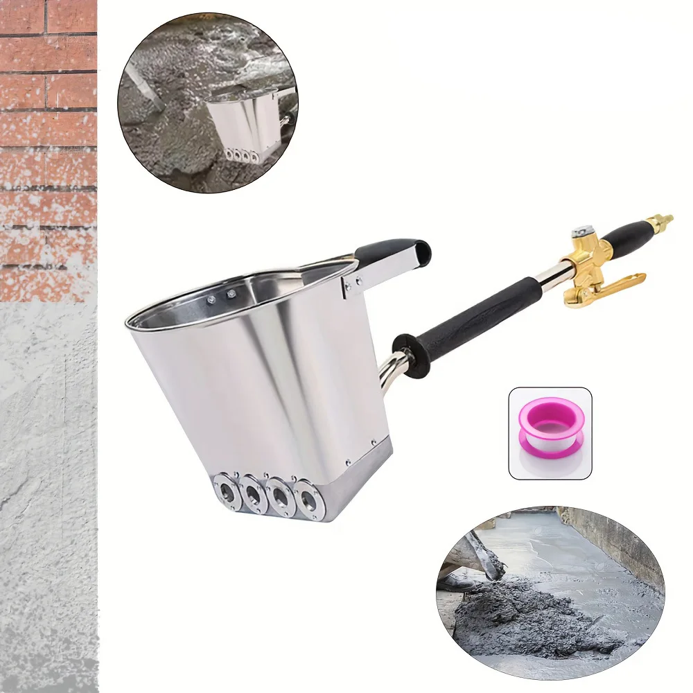 Handheld Pneumatic Cement Mortar Spray Gun Large Caliber Real Stone Paint Gypsum Putty Sprayer for Wall Roof Coating