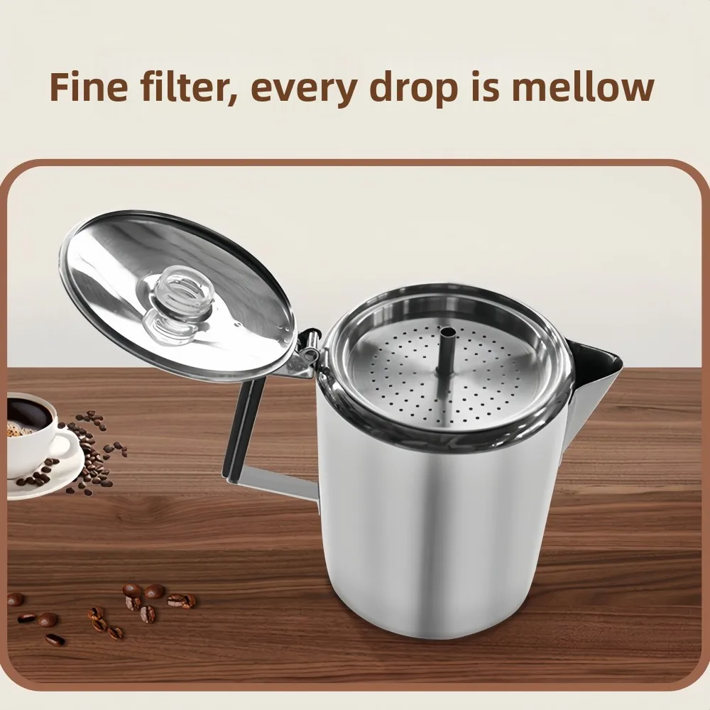 Polished Stainless Steel Eco-friendly 500ml Coffee Pot Distillation Pot Pour Coffee Small Cup Coffee Moka Pot for Household