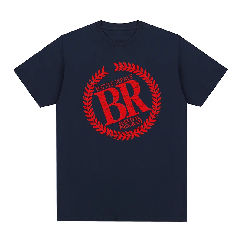 Battle Royale BR Survival Program Graphic T‑Shirt Men Red Logo Print Short Sleeve O‑Neck Tees Retro Movie Casual Street Tops