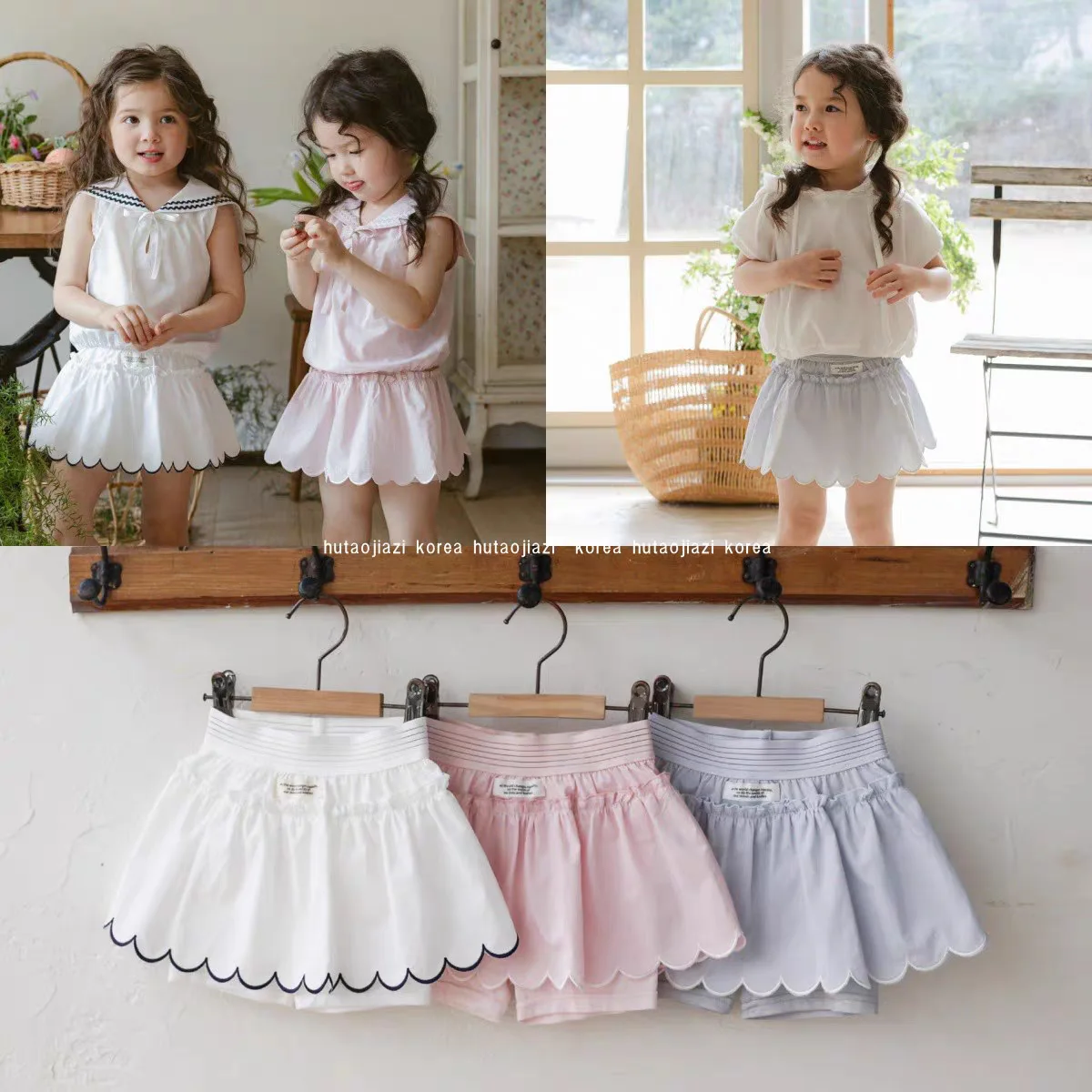 Children's Clothing 2026 New Summer Cute and Sweet Navy Collar Sleeveless Top, Stylish Half Body Pants Skirt Two-piece Set