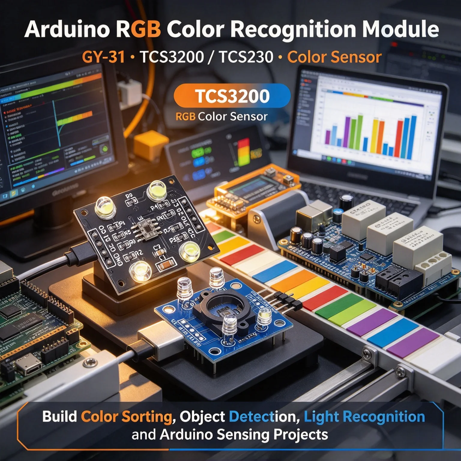 5Pcs GY-31 TCS3200/TCS230 Color Sensor Module, RGB Recognition for Arduino