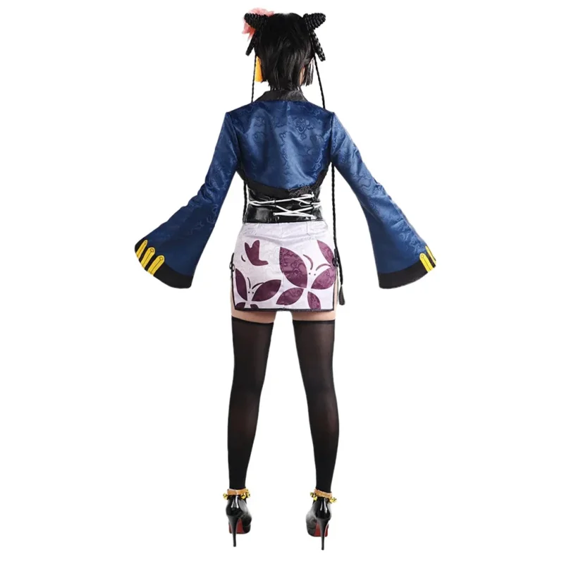 QQ38 애니메이션 블랙 버틀러 코스프레 의상 란 마오 숄 치파오 양말 여성 할로윈 파티 역할 놀이 의상