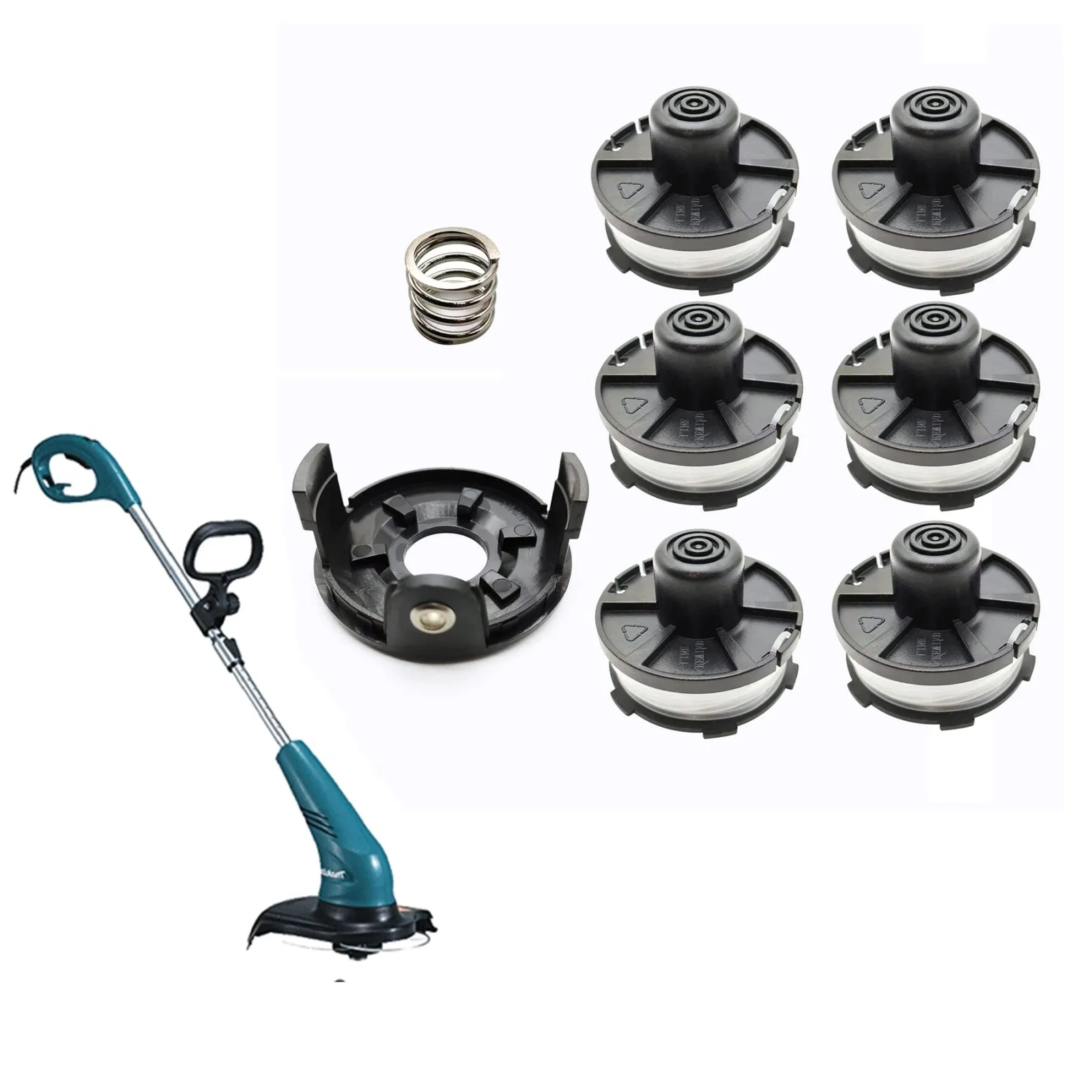 String Trimmer Head String Trimmer Spool Set For Compatible with DUR181Z DUR181RF 6 TLM-01 Spools 1 Cover 1 Spring
