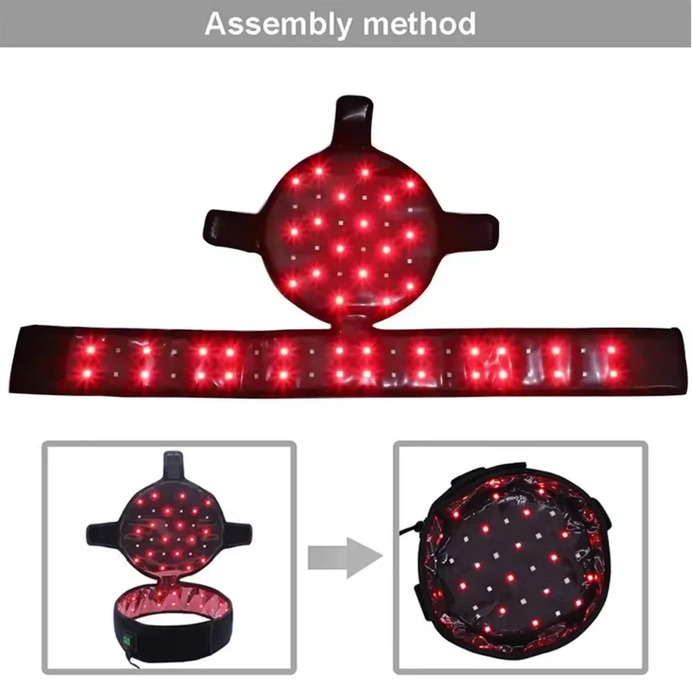 Czapka LED do terapii światłem czerwonym na porost włosów 660 i 850nm Czerwona i światło podczerwone Czapka na porost włosów na wypadanie włosów