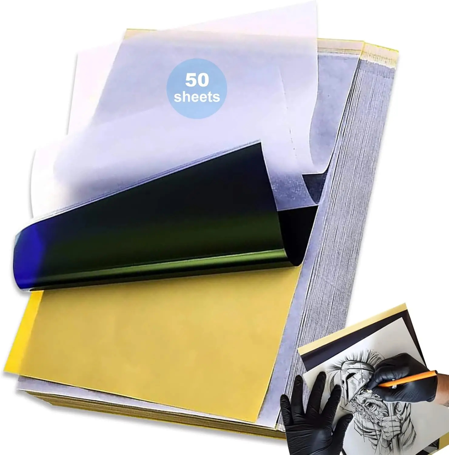 

50 Sheets A4 Thermal Tattoo Stencil Paper for DIY Tattooing, Clear Transfer, Compatible with Thermal Printers