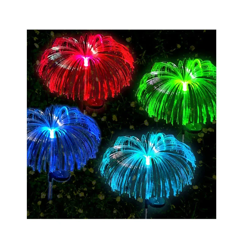 Solar Jellyfish Colorful Fireworks Light Garden Decoration Fiber Optic Factory Spot Wholesale