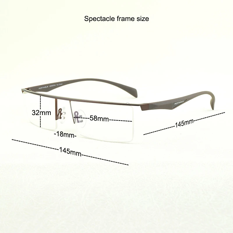 TAG Hezekiah High Quality Titanium Half Frame for Men\'s Glasses Myopia Eyeglasses on Optical Prescription Eyewear Frame 8332