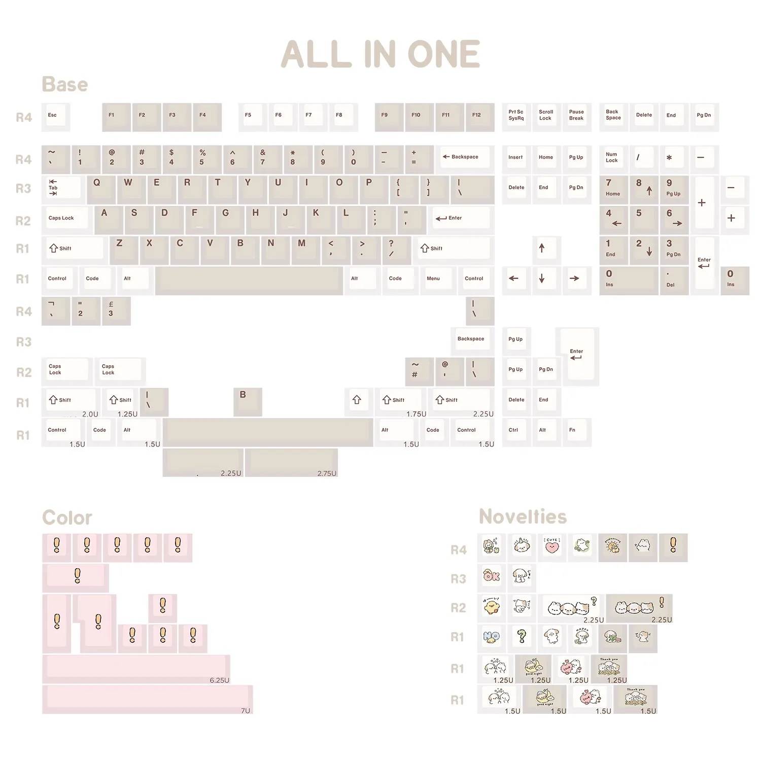 JKDK Keycap Dongeng Antik Profil Ceri PBT Dye-Sub untuk ANSI 100%/80%/60% Alice WKL Split Backspace 2.25U Shift