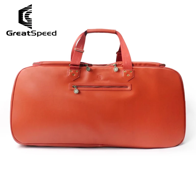 Unisex Portable Tennis Racket Bag Brick-red PU Squash Badminton Tennis Bag RH4 Tenis Racquets Handbag Men Women Tennis Court Bag