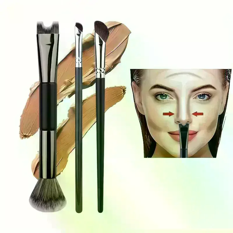 Dual Head Makeup Brush Nose Contour Brushes Set Eyeshadow Contour Face Brush For Precise Nose Sculpting Makeup Tools U-Shaped