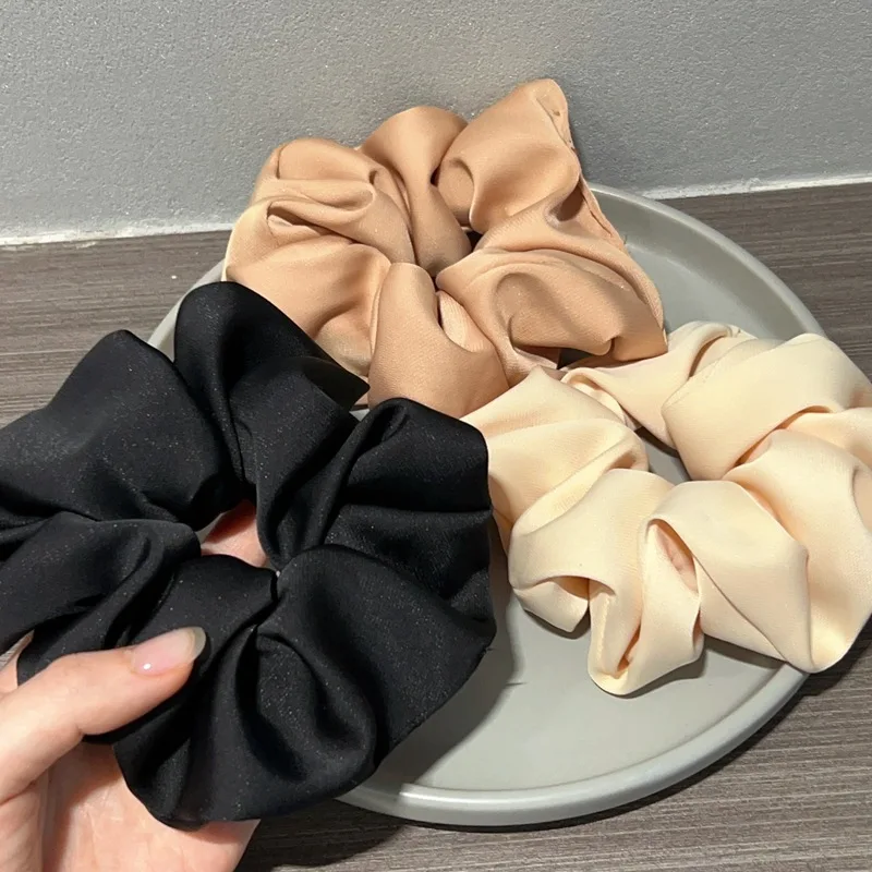 Korea Fashion Silk Scrunchie For Women Elastic Satin Hair Tie Girls Solid Color Silk Hair Bands chouchou soie hair accessories