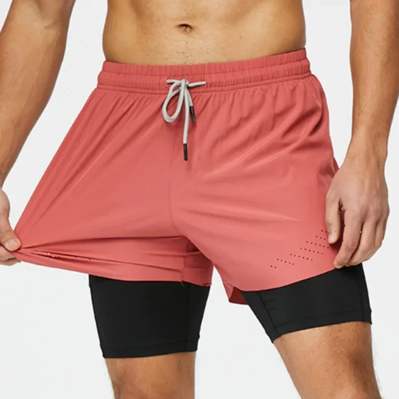 Men Running Shorts 2 in 1 Double-deck Sport Shorts Sportswear Gym Fitness Short Pants Training Jogging Bottom Men's Clothing