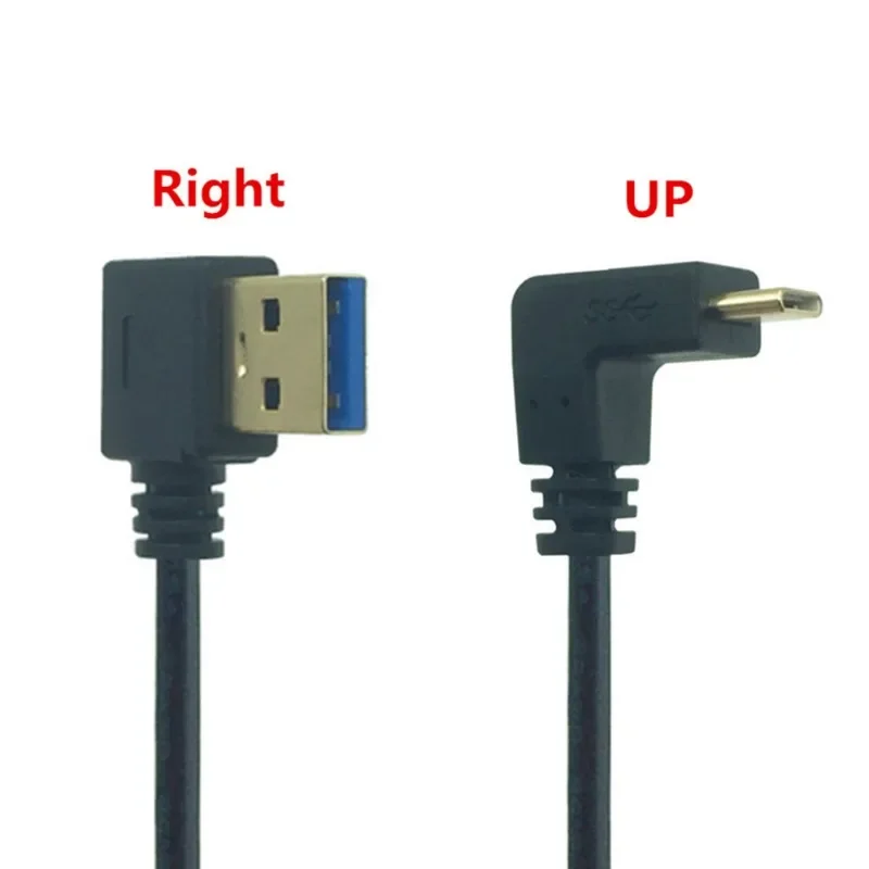 USB 3,1 tipo C a USB 3,0 ángulo izquierdo/derecho 90 grados macho a macho Cable adaptador Cable de extensión para teléfono inteligente tableta PC 1m